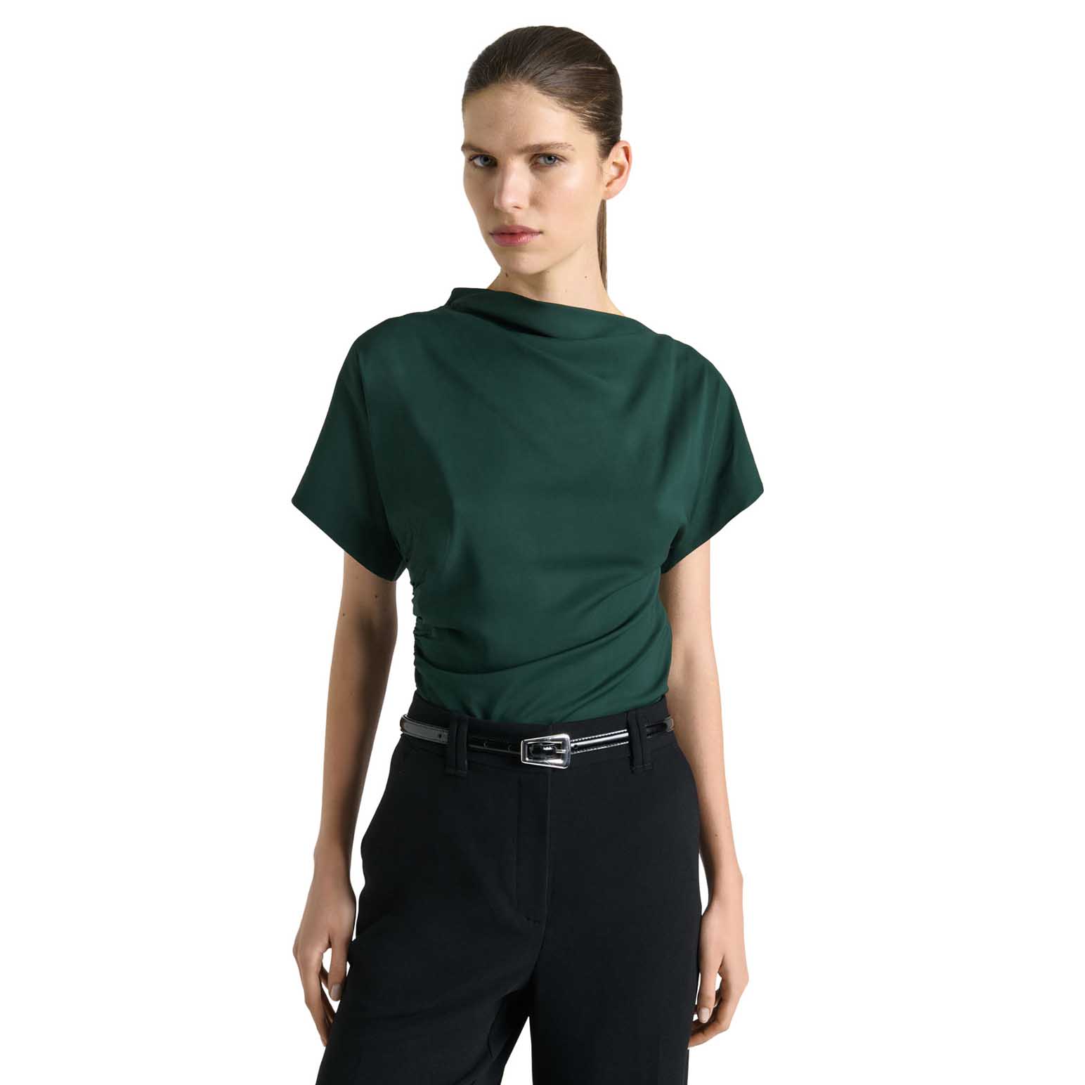 Cue Stretch Viscose Drape Neck Top